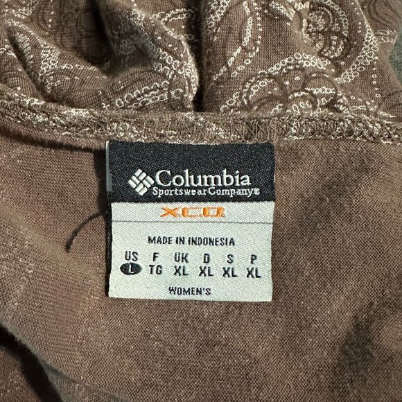 Columbia Womens Brown Top XL Floral Patterned 3/4 Sleeve V-Neck Cotton - Picture 4 of 8